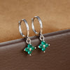 2PCS Zircon Flower Pendant Hoop Earrings for Women Simple Sweet Stainless Steel Earring Piercing Jewelry - Image 14