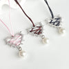 Exaggeration Elegant Pink Black Bow Tie Love Metal Heart Necklace Ribbon Pearl Pendant Necklace for Women Jewelry - Image 4