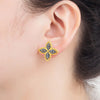 Korea Flower Shape Pave Shiny Crystal Zircon Stud Earrings For Women Female OL Style Ear Jewelry Gift - Image 3