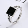 Silver Rings for Women Couple Minimalist Handmade Simple Wide Square Black Ring Jewelry Gift Prevent Allergy - Image 1