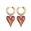 Acrylic Resin Leopard Heart Pendant Hoop Earrings Woman Gold Color Thick Stainless Steel Ear Buckle Female Jewelry - Image 12