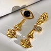 Long Drop Metal Face Dangle Post Earring For Women Water Drop Jewelry Black Clear Design Gifts - Image 7