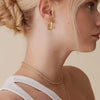 Gold Plated Silver Post Small Chunky Hoops Earrings Thick Lightweight Gold Hoop Earrings for Women Retro style - Image 4