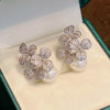 Luxuriant Flowers Earrings with Imitation Pearl Earrings for Women Wedding Party Temperament Female Jewelry - Image 1