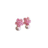 Pink Crystal Snowflake Stud Earrings for Women Imitation Pearl Design Sweet Romantic Earrings Jewelry Accessories - Image 6