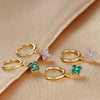 2PCS Zircon Flower Pendant Hoop Earrings for Women Simple Sweet Stainless Steel Earring Piercing Jewelry - Image 5