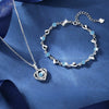 Silver Heart Shaped Necklace Bracelet Set for Women Vintage Korean Blue Crystal Bracelets Jewelry Set Party Jewelry - Image 2