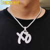 Iced Out Bling Letter XO Pendant Necklace Gold Silver Color Tennis Chain Zircon Hearts Charm Men Hip Hop Jewelry - Image 4