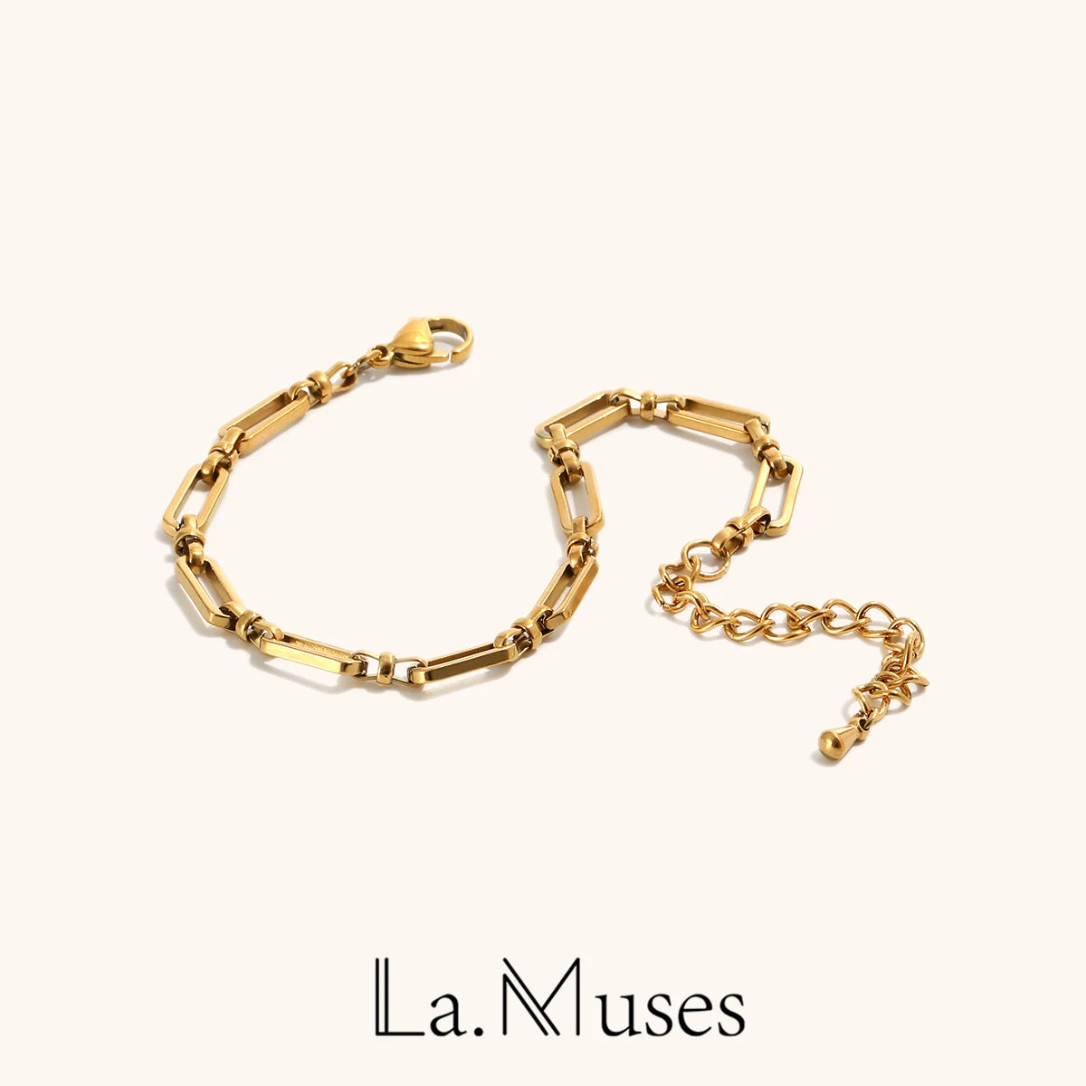La. Muses Paper Clip Splicing Cross Buckle Stainless Steel Women's Bracelet Daily Jewelry Gift - Image 1