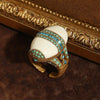 Vintage Oval Sea Blue Crystal Rings Stone White For Woman Gold Plated Antique Jewelry - Image 3