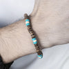 Coconut Wood Bead Stretch Bracelet with Blue and Multicolor Accents - Image 10