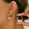 Simple Chunky Golden Stainless Steel Hoop Earrings Cubic Glossy Round Ears Clips Jewelry for Wedding Party Gifts - Image 6