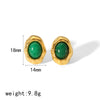 Products Statement Nature Stone Tiger-eye Earrings Gold Plated Stainless Steel Pearl Stud Earrings for Women - Image 16