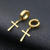 1 pair Punk Stainless Steel Cross Stars Pendant Ear Clip No Piercing Earrings For Women Hiphop No ear hole Men Jewelry - Image 3