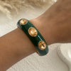Vintage Exaggerated Green Drip Oil Irregular Grid Water Rhinestone Geometric Wide Bangle Chunky Cuff Bracelet Jewelry - Image 11