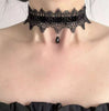 Gothic Lace Choker Necklace with Flower and Teardrop Details - Image 10