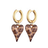 Acrylic Resin Leopard Heart Pendant Hoop Earrings Woman Gold Color Thick Stainless Steel Ear Buckle Female Jewelry - Image 1