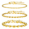 2mm-5mm Oval Beaded Bracelet Stackable, Gold Plated Stainless Steel Chain Bangle for Women - Image 7