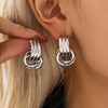 Stainless Steel Three-Layer Knot Earrings for Women Vintage Glossy Geometric Twisted Earrings Party Jewelry Gifts - Image 8