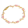 Tulip Pink Cubic Zirconia Wrist Chain with Vine Flowers, Sweet and Romantic Metal Bracelet For Women Jewelry Wedding Party Gift - Image 8