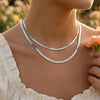 Stainless Steel Herringbone Necklace in 2 mm to 5 mm Widths and 40 cm to 50 cm Lengths - Image 3