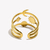 Exaggerated Three Layers Moon Sun Theme Opening Ring Gold Plated Stainless Steel Women Chic Jewelry - Image 6