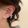 Silver Clip Earrings Cuff Elegant Bowtie Ribbon White Ballet For Women Girl Gift Jewelry - Image 1