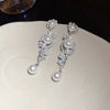Sparkling Rhinestone Inlaid Imitation Pearl Tassel Earrings, Elegant Banquet Party Charm Jewelry, Gifts - Image 4