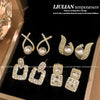 Pearl Crystal Earrings Set for Women 6 Pairs Gold Plated Rhinestone Dangle Wedding Party Bridal Jewelry Gifts - Image 2