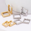 Minimalist Square Rectangle Hoop Earrings For Women Elegant Gold Color Huggie Hoops Anniversary Jewelry - Image 3