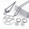 Stainless Steel Pentagram Pentacle Star Necklace for Women Men Punk Hoop Earrings Ring Bracelet Jewelry Set Conjuntos De Joyas - Image 14