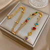 Greatera Double-layer Stacked Zirconium Heart-shaped Pendant Tassels Necklace Earrings Colorful Rhinestone Valentine's Day Gifts - Image 3
