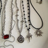 Punk Gothic Red Glass Cross Heart Pendant Pearl Necklace For Women Men Hip Hop Y2K 90s Short Choker Charms Jewelry Accessories - Image 3