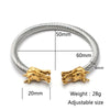 Stainless Steel Cable Wire Bracelets Dragon Tiger Wolf Design Adjustable Size Open Cuff Bangle for Women Men Jewelry - Image 5