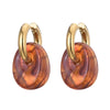 Oval Shape Acrylic Resin Pendant Stainless Steel Hoop Earrings For Women Gold Color Steel Ear Buckle Female Jewelry - Image 1