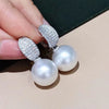 CZ Imitation Pearl Earrings for Women Silver Color Temperament Elegant Lady Earrings Wedding Party Jewelry - Image 3