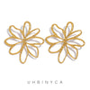Stainless Steel Earrings with Gold Plated Hollow Flower Design, Delicate Timeless for Daily Jewelry - Image 1