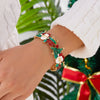 Christmas Enamel Santa Claus Tree Stretch Bracelet for Women Vintage Snowflake Charm Bangle Xmas Party Jewelry Gift - Image 2