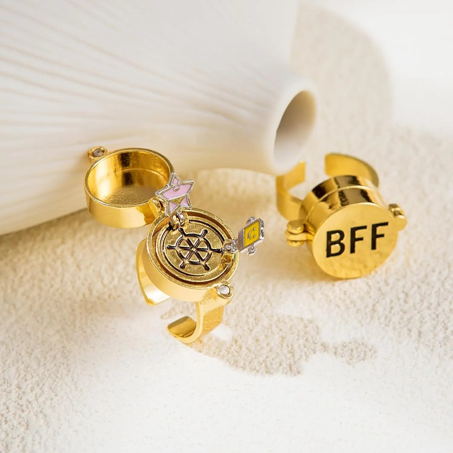 2Pcs Upgraded Bff Rings Magnetic Buckle and Bettler Rotating Bearings Anime Rings for Friends Cartoon Aesthetic Jewelry - Image 1