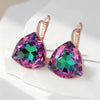 25 13mm Purple Triangular Stone Drop Earrings For Women Rose Gold Color Unique Big Zircon Jewelry Gifts - Image 3