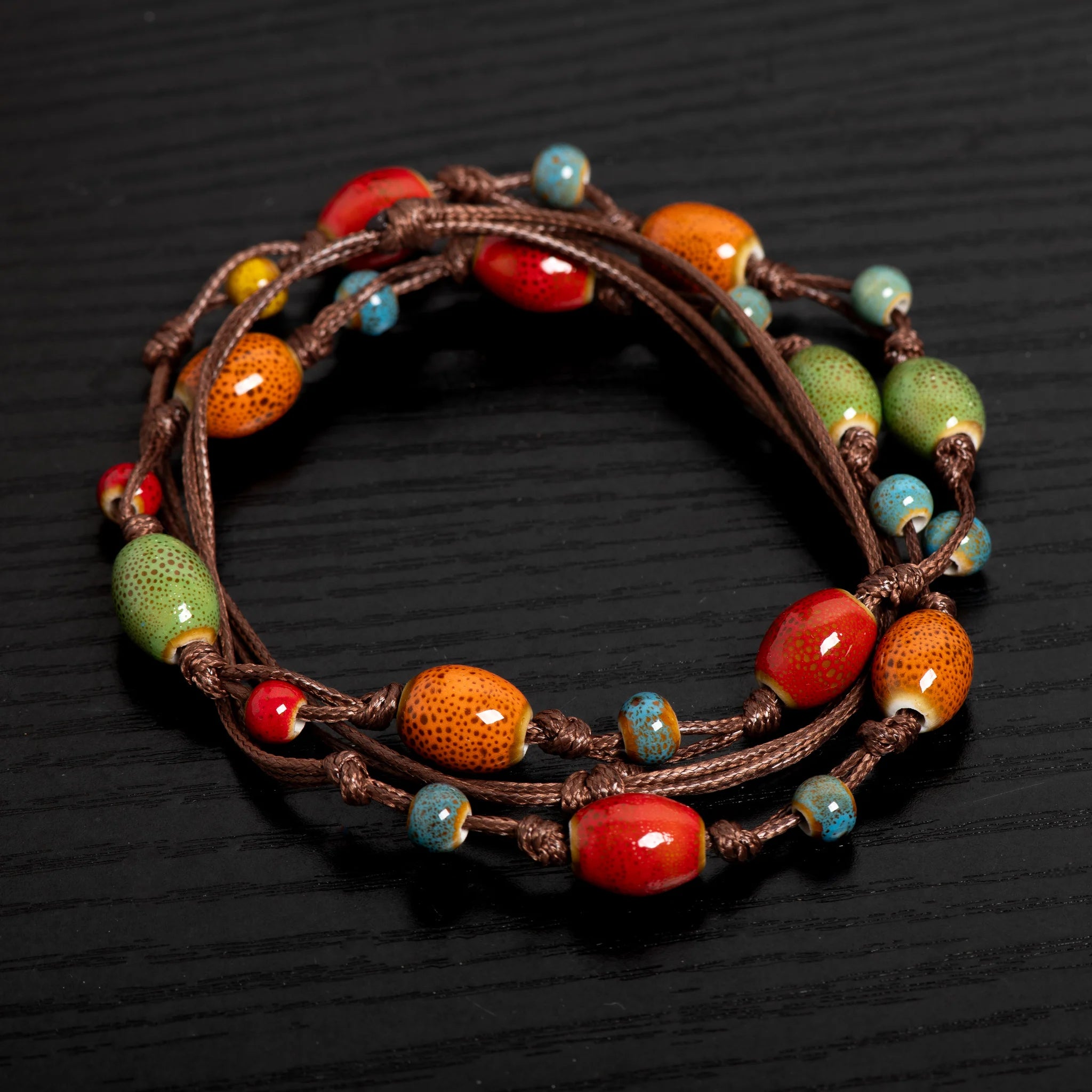Colorful Handmade Ceramic Necklace and Bracelet Two-in-One Adjustable Boho Jewelry 40-80cm Unique Gift for Women 196 - Image 1
