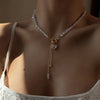 Black Crystal Chain Necklace with Heart Pendant - Image 3