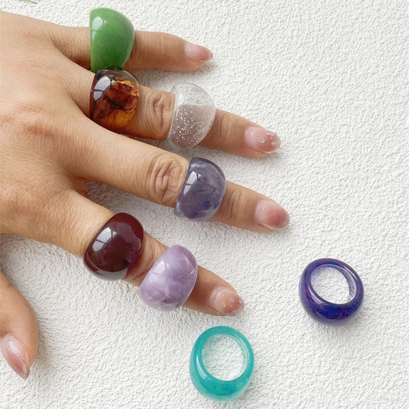 Creative Ring Multicolor Plastic Ring Y2K Style Decor Rings for Woman Girls Jewelry Accessories Party Dress Up - Image 1