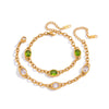 Green White Oval Zircon Bracelet For Women Minimalist Gold Pvd Plated Stainless Steel Bracelet Jewelry Gift - Image 1
