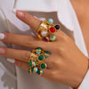Ingemark Boho Colorful Crystal Open Rings for Women Men Wed Bridal Geometric Metal Knuckle Ring Daily Jewelry Accessories Gift - Image 1
