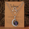 3 Pieces/Set Zodiac Retro Moon Glow Pendant Necklace Set with Birthstone Cards, Birthday Gift for Besties and BFFs - Image 11