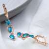 Blue Zircon Long Dangle Earrings For Women 585 Rose Golden Vintage Jewelry - Image 5