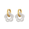 Flower Resin Acrylic Drop Earrings Gold Color Round Circle Stainless Steel Ear Buckle Hoop Earrings For Women Jewelry Gift - Image 3
