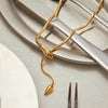 Stainless Steel Y-Shaped Necklace with a Slim Pendant Drop - Image 4
