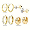 Eight Piece Thick Hoop and Stud Earring Set for Cartilage Styling - Image 4